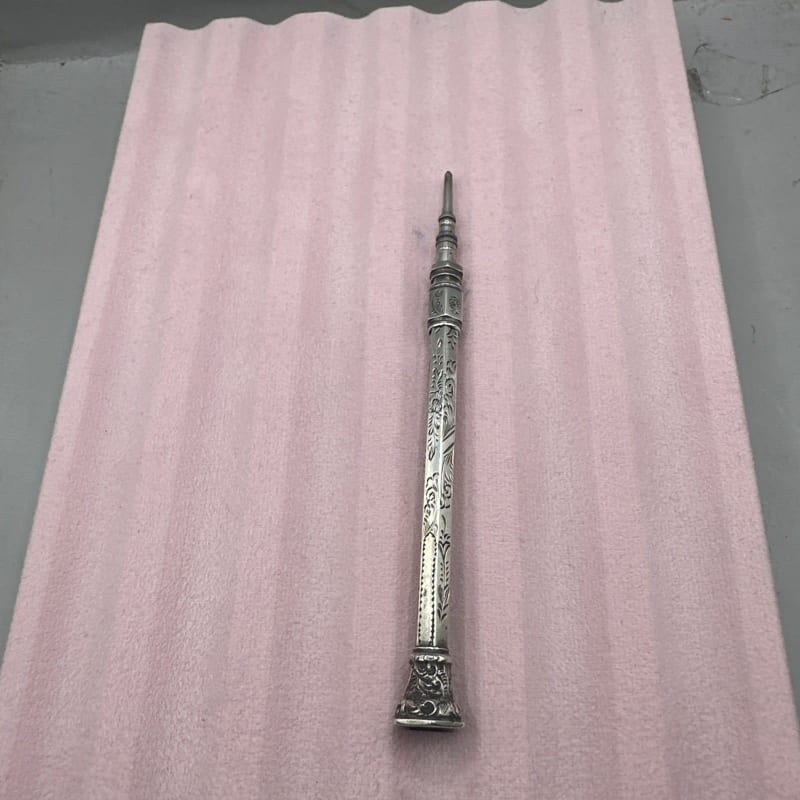 Antique Silver Victorian Propelling Pencil With Purple End Stone Amethyst?
