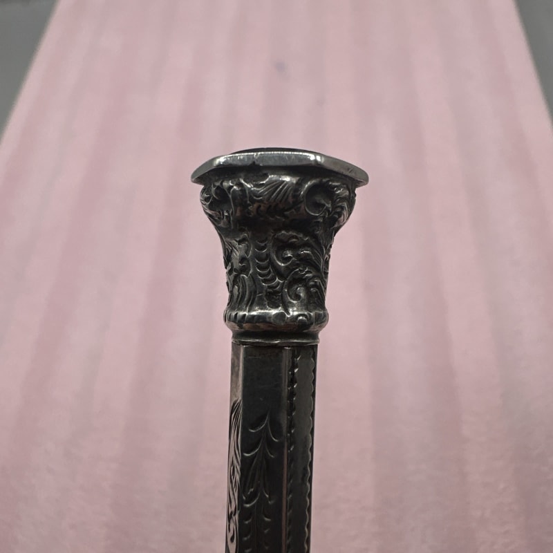 Antique Silver Victorian Propelling Pencil With Purple End Stone Amethyst?