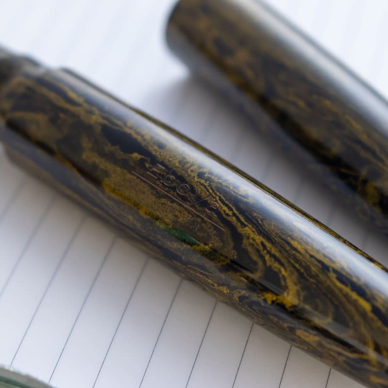 Eboya Hokabune Large Ebonite - Kogetsu Yellow 14K Gold Bock M Nib Fountain Pen