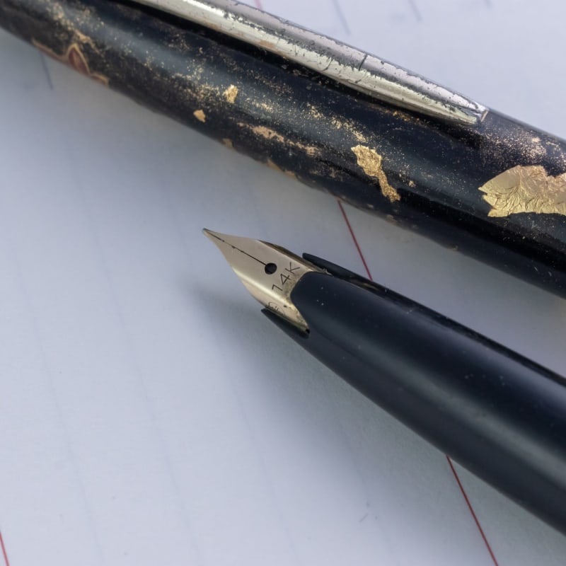 Vintage 1960s Sailor Momiji Ember Motif 14K Gold JIS Nib Pocket Fountain Pen
