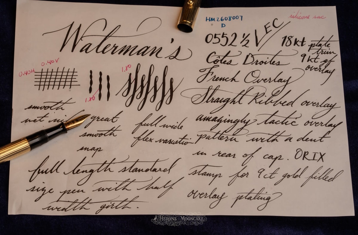 Waterman's | 0552½ | 9k Gold Plate Côté Droit (Ribbed) Overlay | #2 Flex