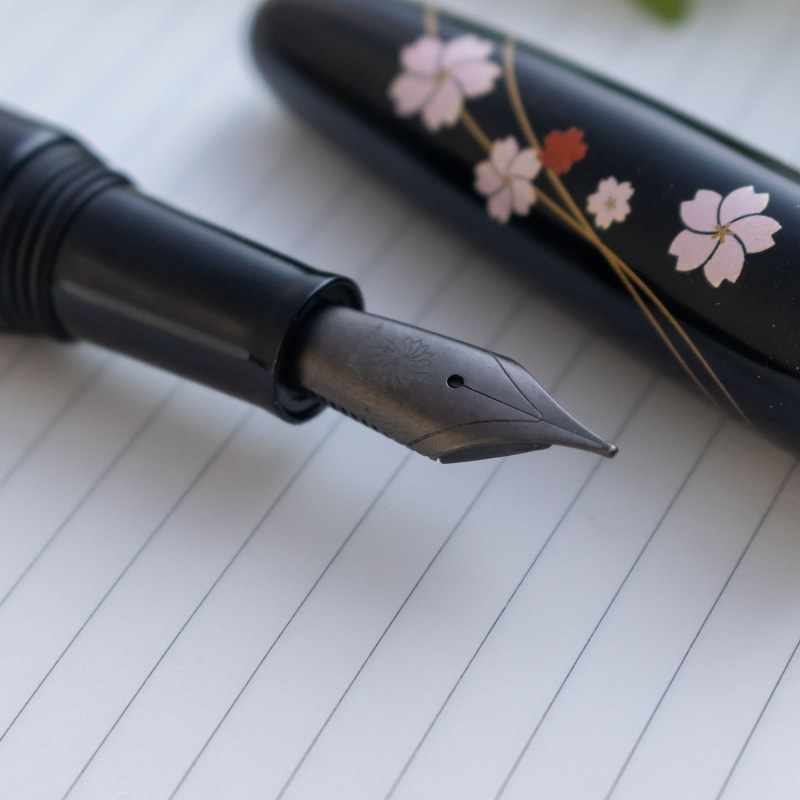 Wancher Dream Pen Echizen Urushi Sakura Zukiyo Fountain Pen Jowo #6 M MattBlack