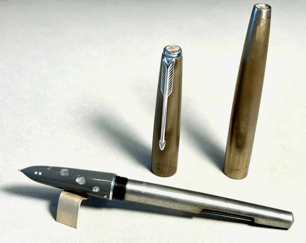 Parker 61 Flighter Argentina Aerometric Mother-Of-Pear<Wbr/>L Inlays & Titanium Ms