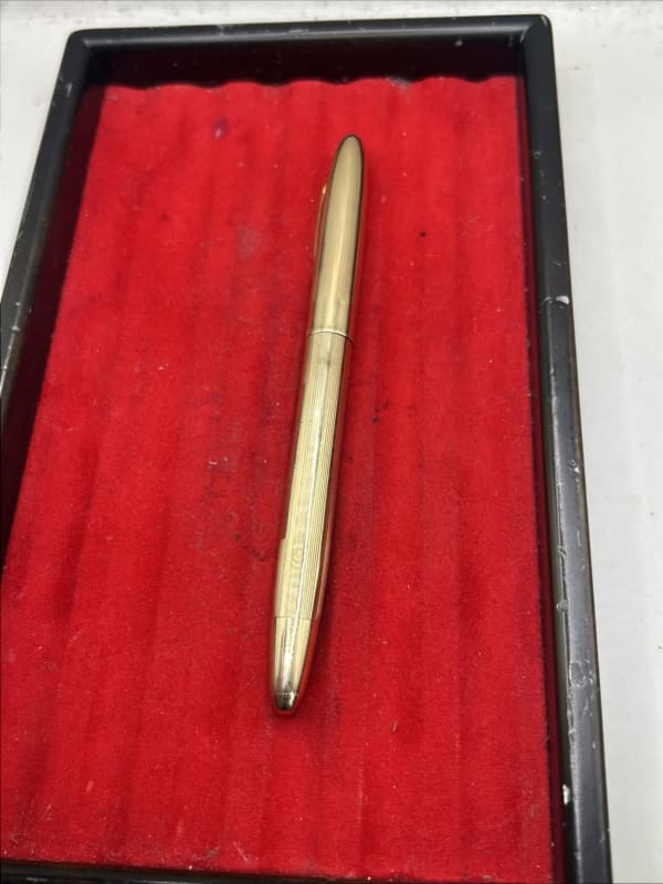Sheaffer Triumph Snorkel Gold Plated Fountain Pen 14K Fine Nib USA Engraved