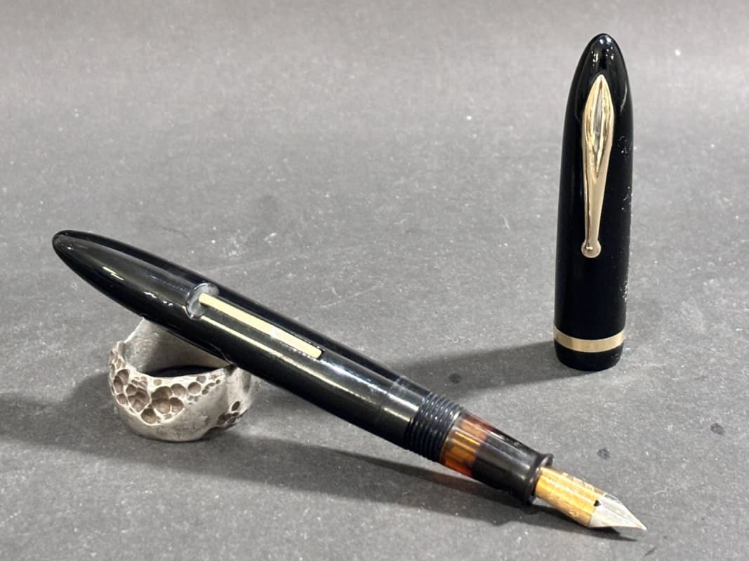 Sheaffer Balance Lifetime Black And Gold Lever Filler- Restored (Bfp725)