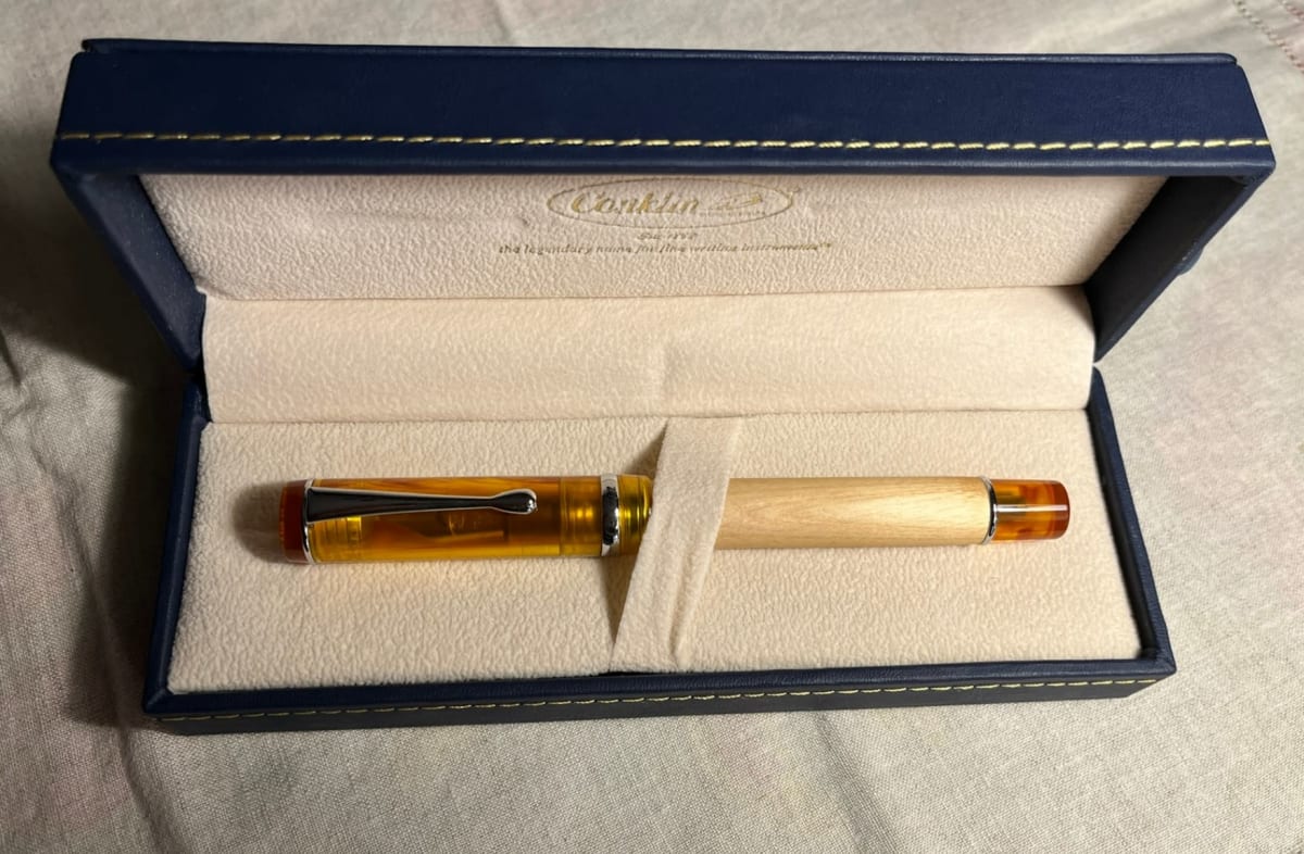 Conklin Duragraph Special Edition Voyager Birchwood & Amber Fountain Pen (New) – M Nib