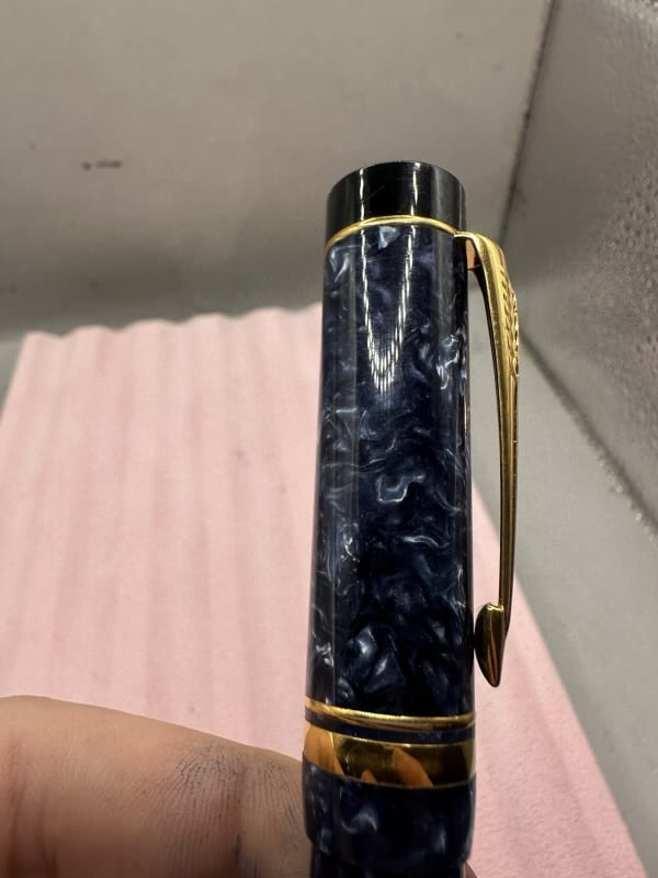 Parker Duofold Centennial Mk1 Blue Marble Medium Nib Boxed Pen Date Code L 1993