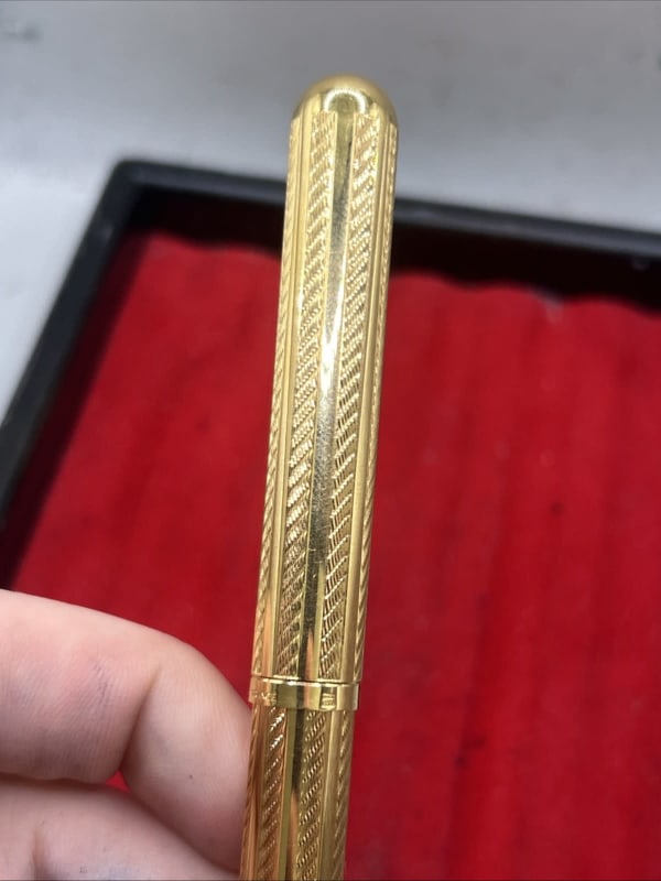 Vintage Waterman Goutte Gold Plated Fountain Pen 18K Gold NIB Broad