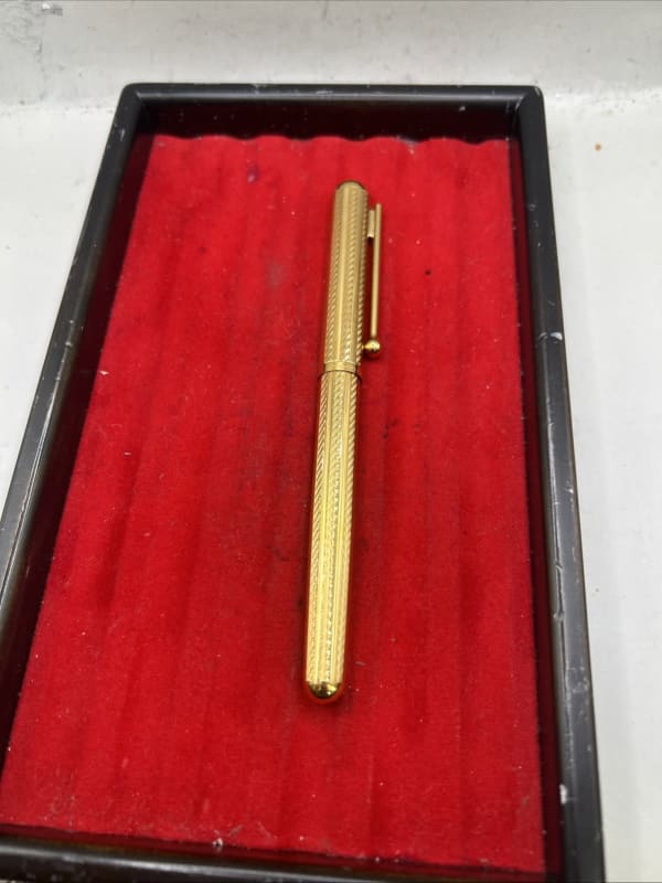 Vintage Waterman Goutte Gold Plated Fountain Pen 18K Gold NIB Broad
