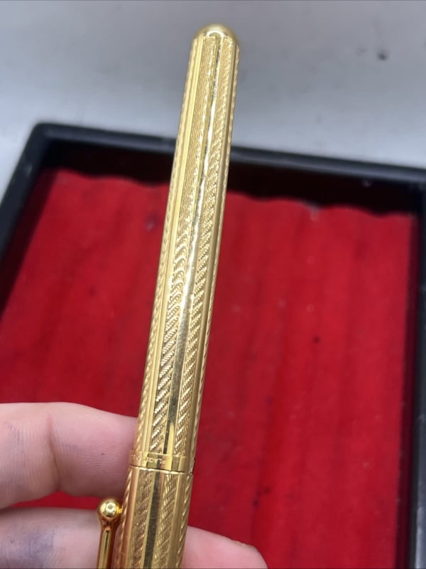 Vintage Waterman Goutte Gold Plated Fountain Pen 18K Gold NIB Broad