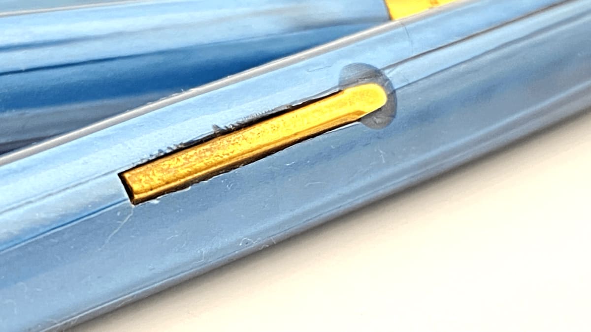 Vintage Onoto No 11 Fountain Pen Triple Set Blue Swirl Firm 14K Gold Medium NIB