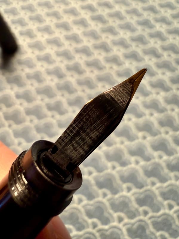 Diplomat 2 EF Safety Fountain Pen, Black Chased Ebonite, #2 14c Flex Nib
