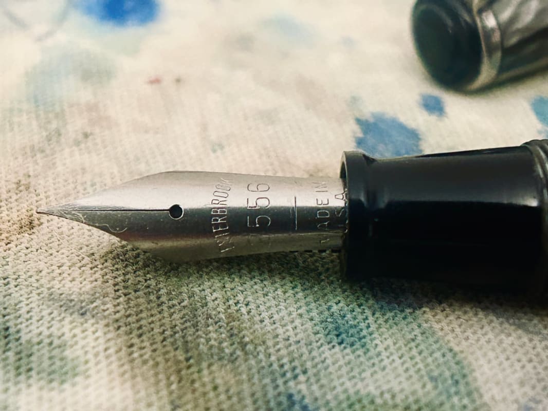 Restored Vintage Esterbrook J Fountain Pen - Pearl Grey with NOS 2556 Fine Nib