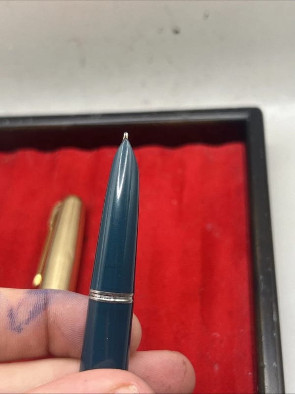 Parker 51 Fountain Pen Teal Custom Cap Medium Nib