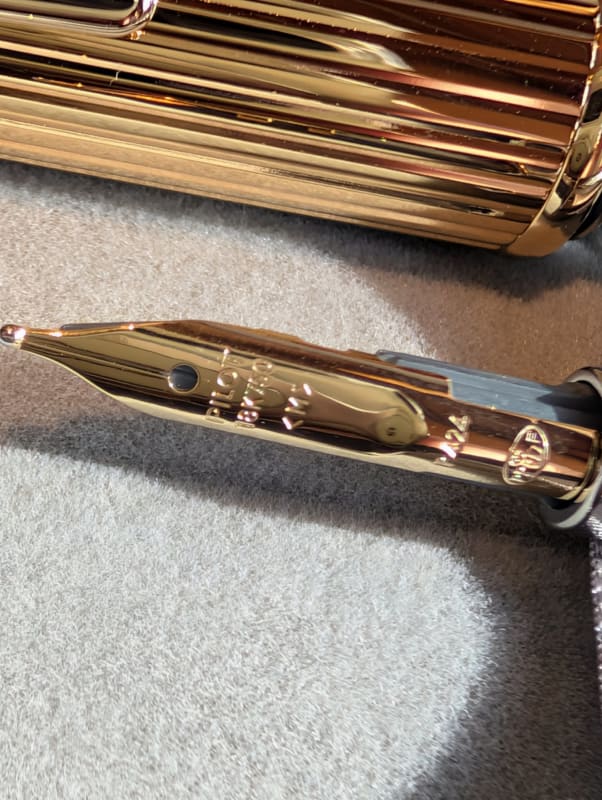 Pilot x Itoya 2024 Striped Gold Capless Pen with medium nib
