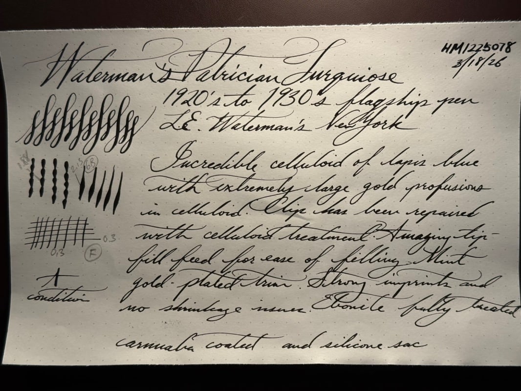 Waterman's Patrician, Turquoise Celluloid GPT, #8 14k Patrician Nib