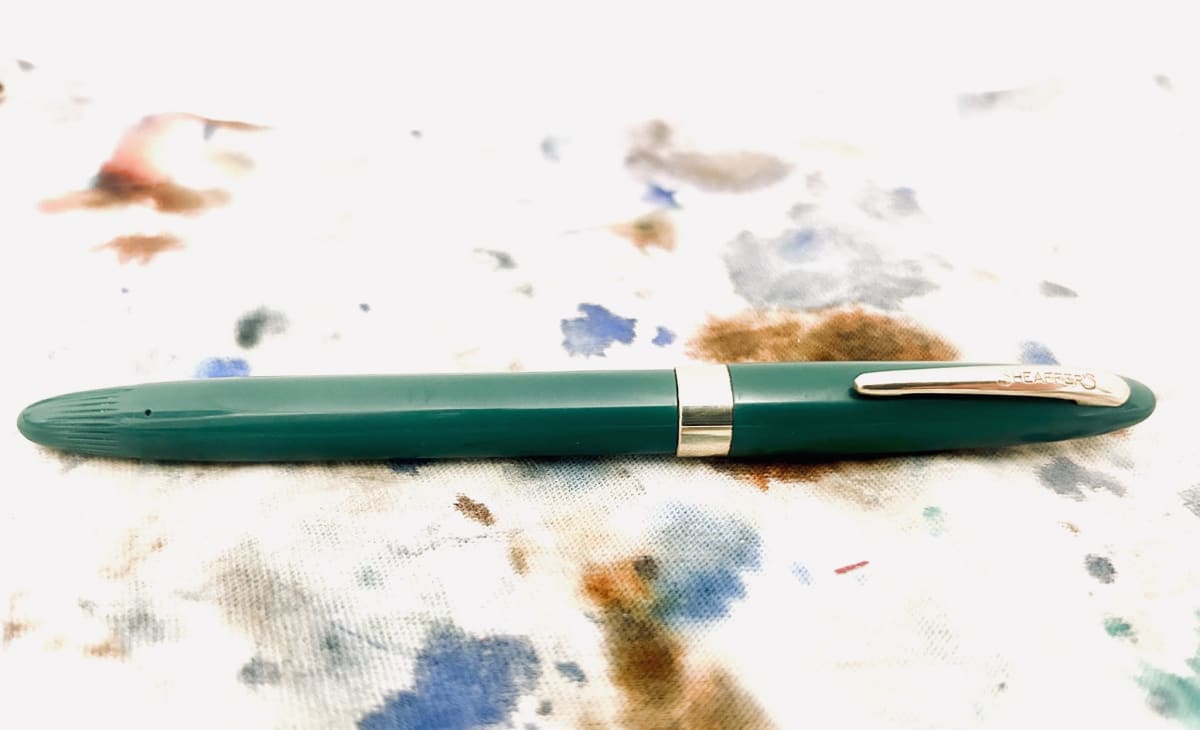 Vintage 1950s Sheaffer Admiral Snorkel Fountain Pen - Pastel Green with 14K Accountant Nib