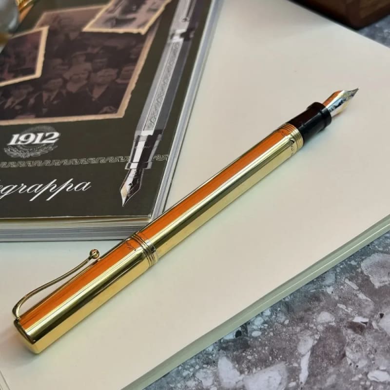 Montegrappa Reminiscence Cylindrical Gold Coated Fountain Pen (Preowned)