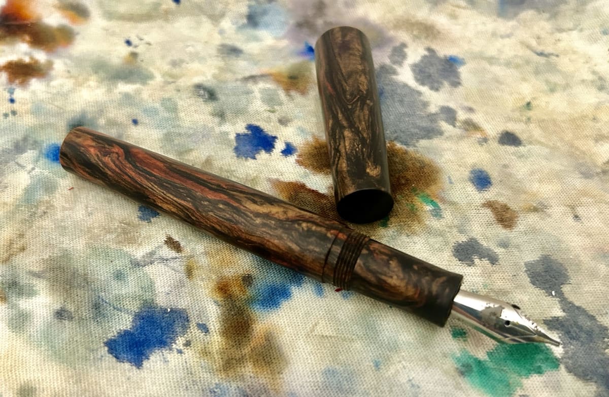 Carolina Pen Company-Bespoke Charleston Fountain Pen - 'Wood-like' Acrylic Stub Nib