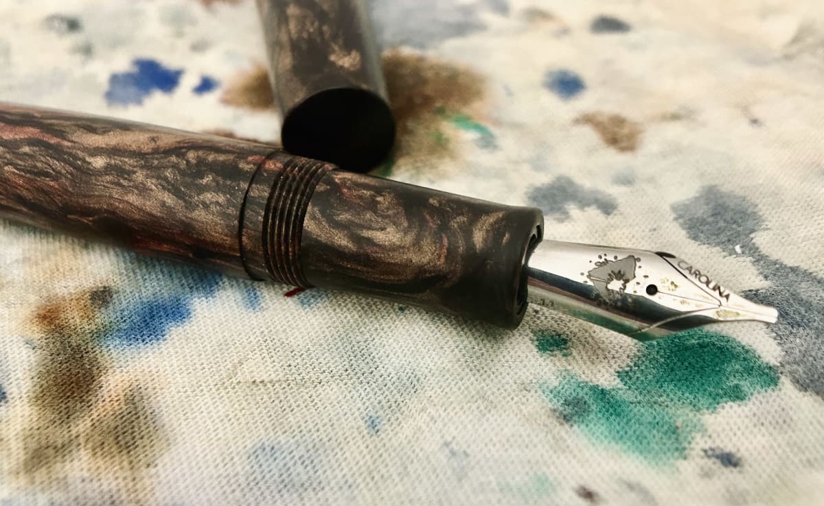 Carolina Pen Company-Bespoke Charleston Fountain Pen - 'Wood-like' Acrylic Stub Nib