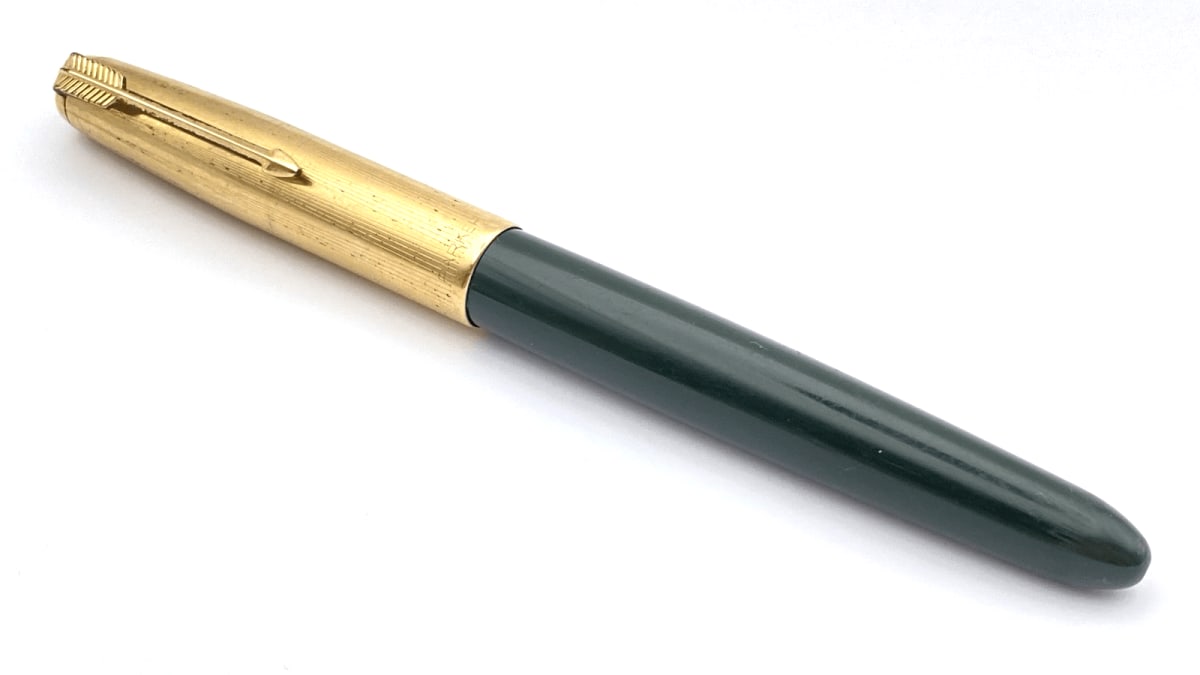 Vintage Parker 51 Custom Fountain Pen Forest Green 14K Gold Fine NIB Made In USA