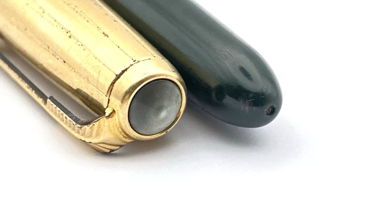 Vintage Parker 51 Custom Fountain Pen Forest Green 14K Gold Fine NIB Made In USA