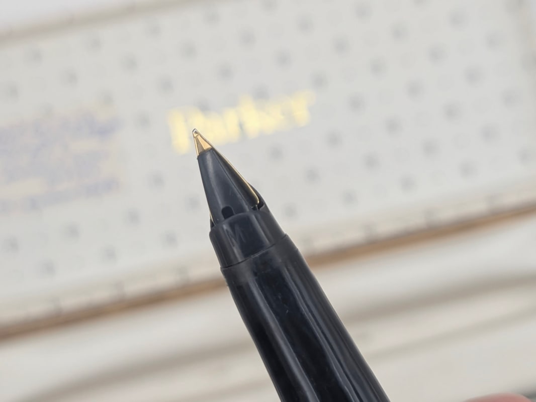 Parker 45 Flighter Stainless Steel Set (14K Gold Medium Nib) w/ Original Newhaven Factory Box