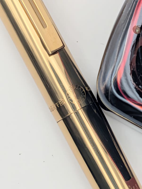 Sheaffer Targa 1020 "Imperial Brass" – 14K Solid Gold Inlaid Nib – Excellent Condition