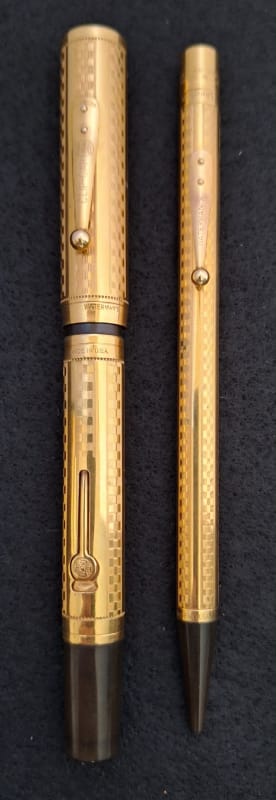 Waterman 0552 Gothic Checkerboard Design Fountain Pen & Pencil Set