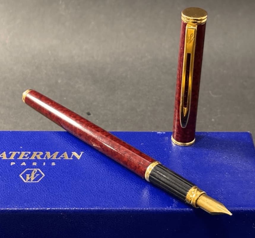 Waterman Executive Fountain Pen Red Marble Chinese Lacque 18K Nib - New (Bfp685)