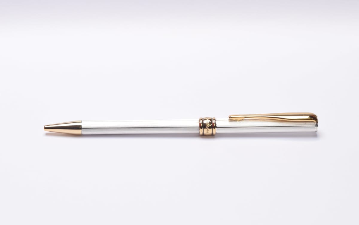 Vintage 1990s Flagship Aurora Magellano 925 Solid Sterling Silver Made in Italy Ballpoint Pen in Box with New Refill