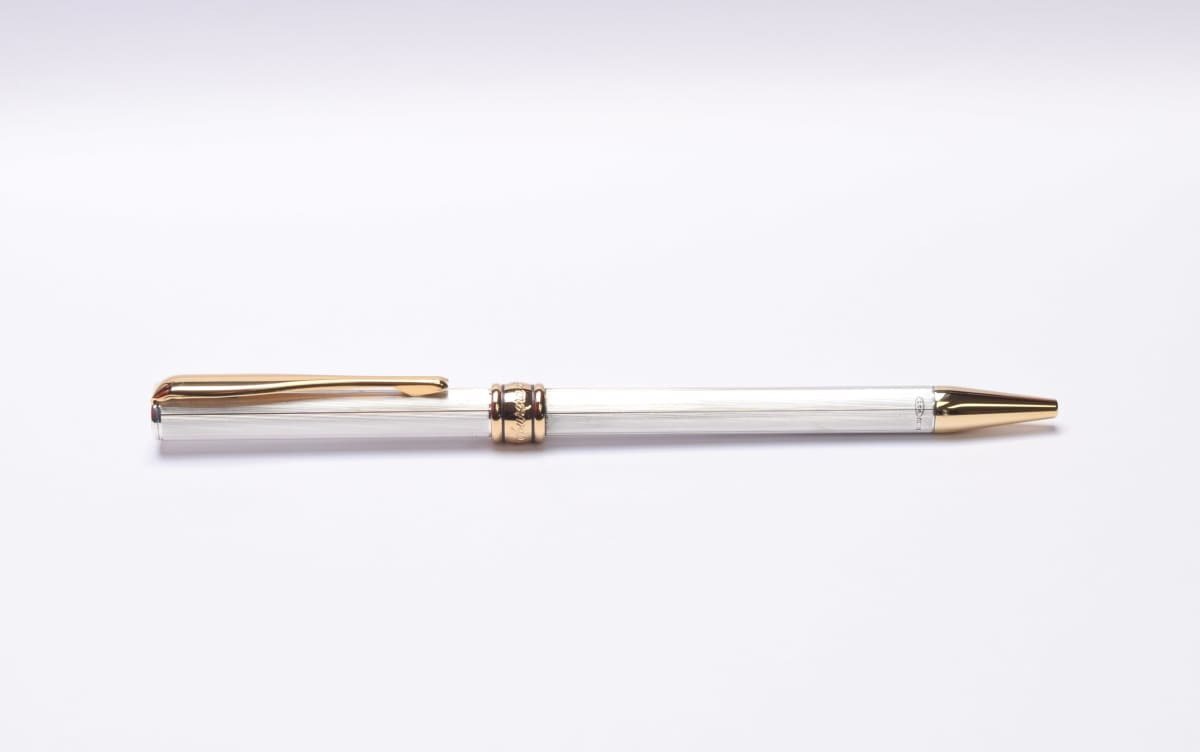 Vintage 1990s Flagship Aurora Magellano 925 Solid Sterling Silver Made in Italy Ballpoint Pen in Box with New Refill
