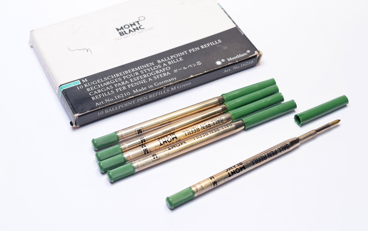 Rare 1990s Discontinued Univerzal "The Problem Solver" Montblanc Ballpoint Pen Giant Refill with Adapter - Green (Art. No. 16210)