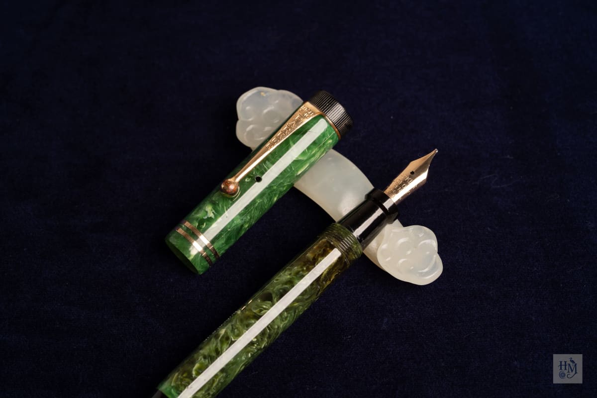 Parker Duofold Junior, Jade Celluloid GPT, Soft #2 14k
