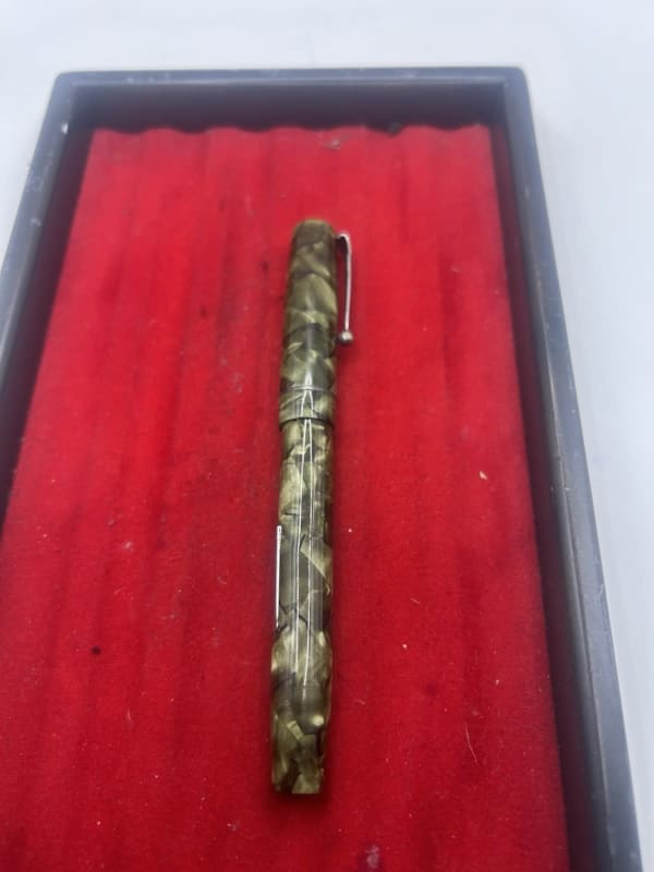 Swan Mabie Todd Self Filler Fountain Pen Green Marble