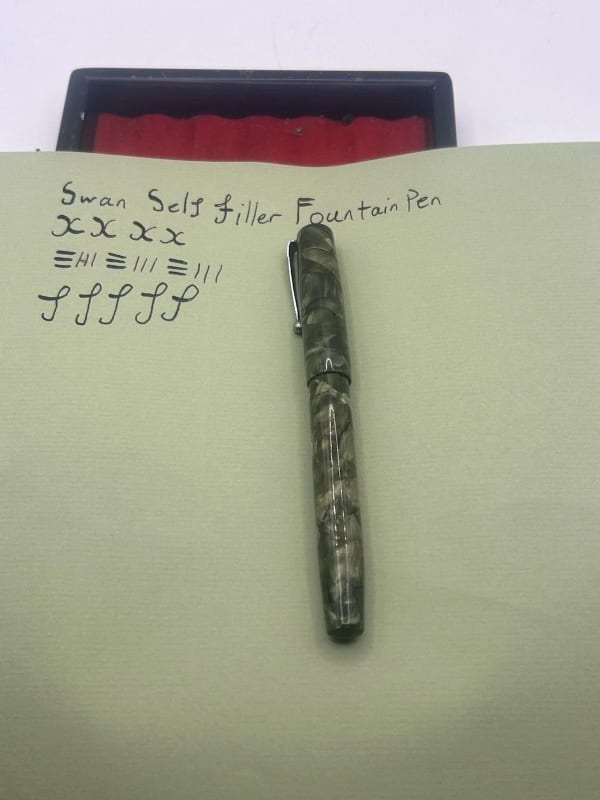 Swan Mabie Todd Self Filler Fountain Pen Green Marble