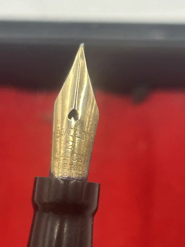 Swan Mabie Todd Self Filler Fountain Pen Green Marble