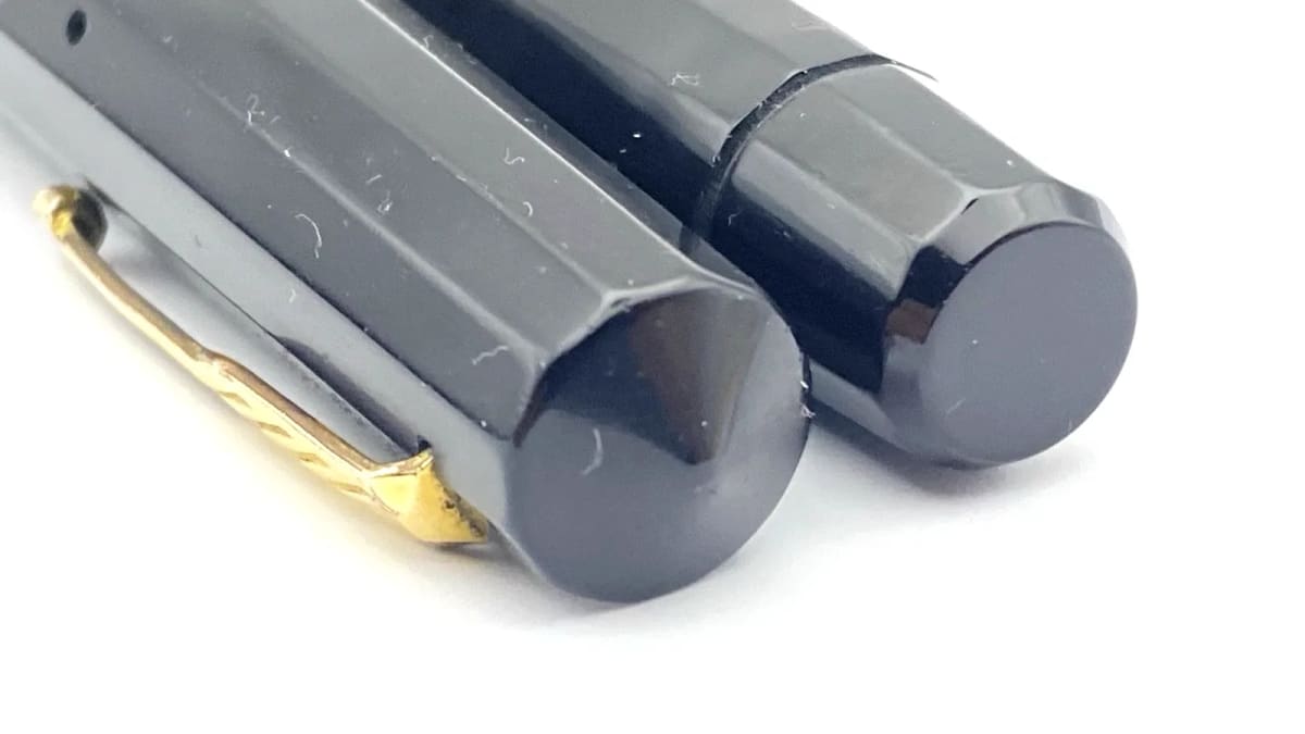 Vintage Large Omas Extra Lucens Fountain Pen Black Flexible 14K Gold Fine NIB