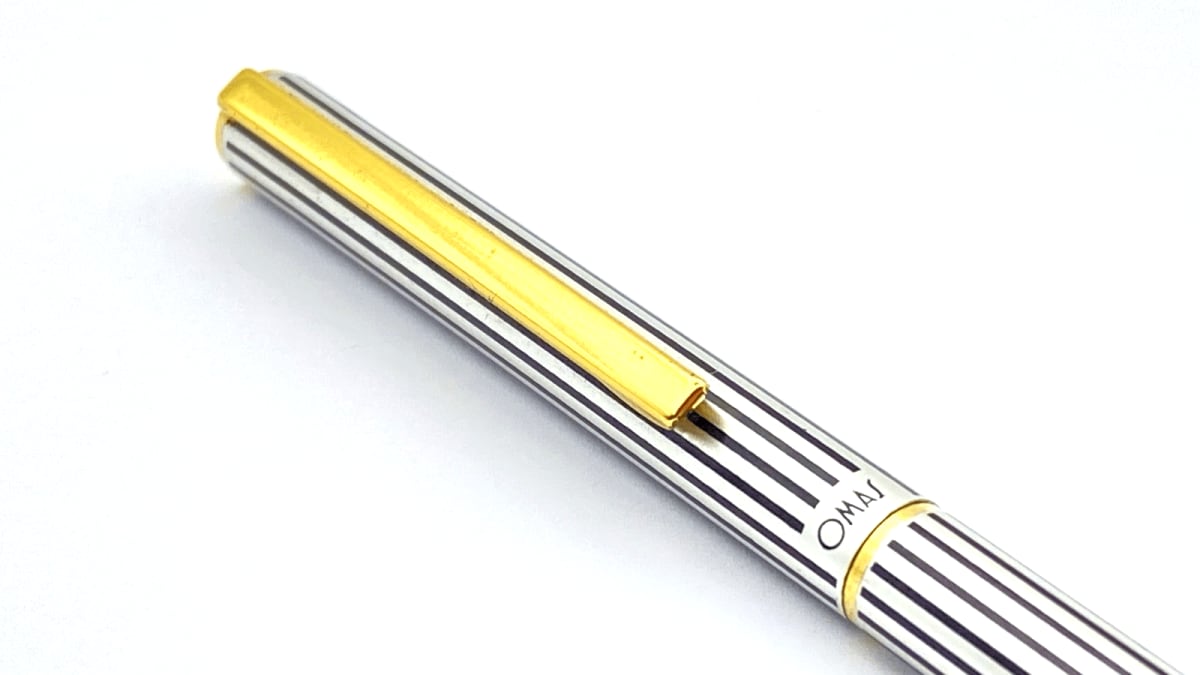 Vintage Omas Super Slim Fountain Pen Brushed Chrome Gold Plated Fine NIB Italy