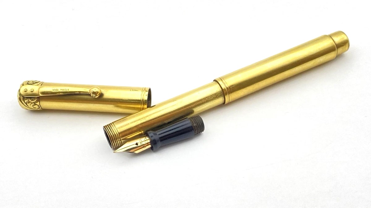 Vintage Uhlmanns Eterno Telescopic Fountain Pen Flexible 14K Gold Extra Fine NIB