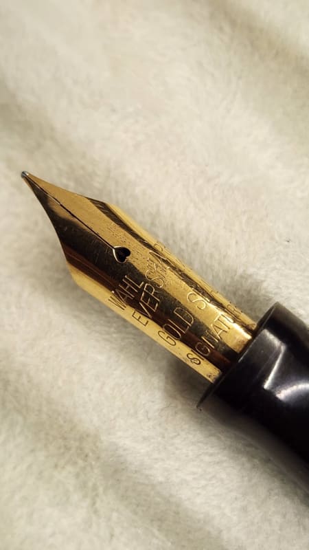 Large Wahl Eversharp Gold Seal Ringtop - Black Pearl celluloid - 14k Fine Signature nib 