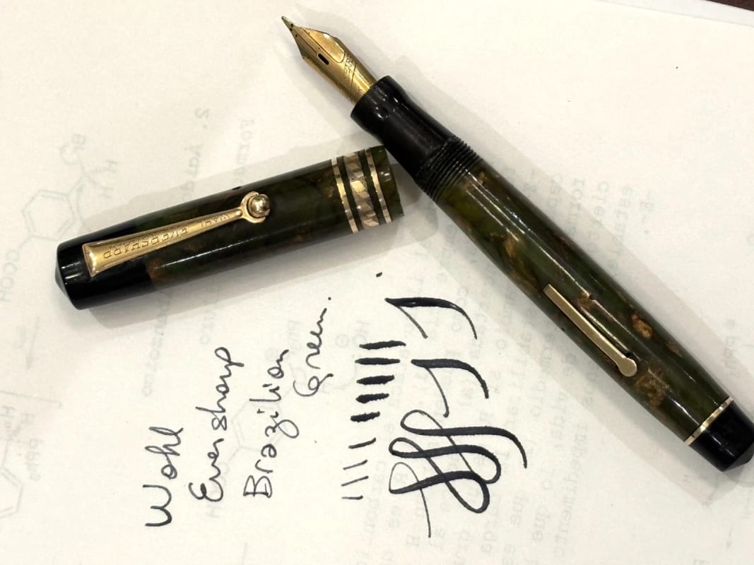 Wahl Eversharp Brazilian Green Lever Filler Flexy Nib - Restored (Bfp636)