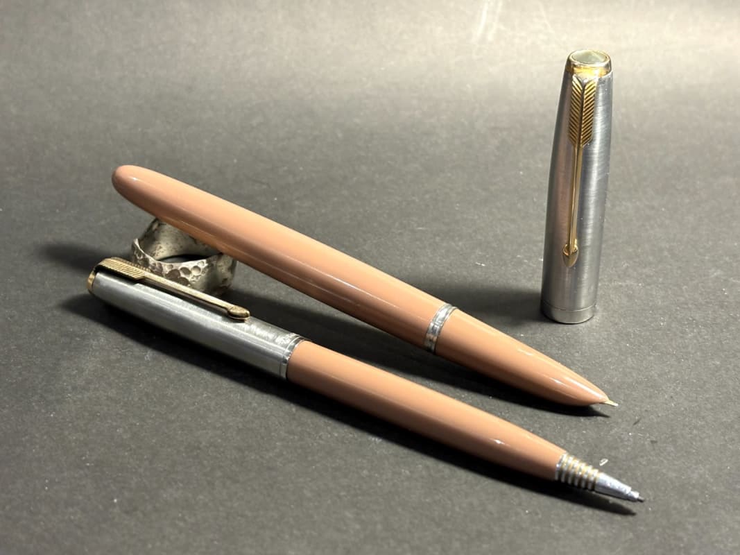 Parker 51 Aerometric Fountain Pen & Pencil Set Cocoa Two Tones Cap - Restored