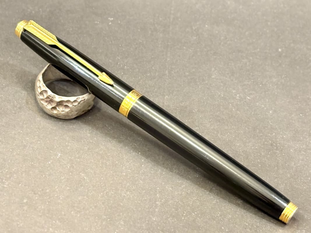 Parker 75 Fountain Pen- Black Lacquer Gold Trim W/Converter - Restored (Bfp577)