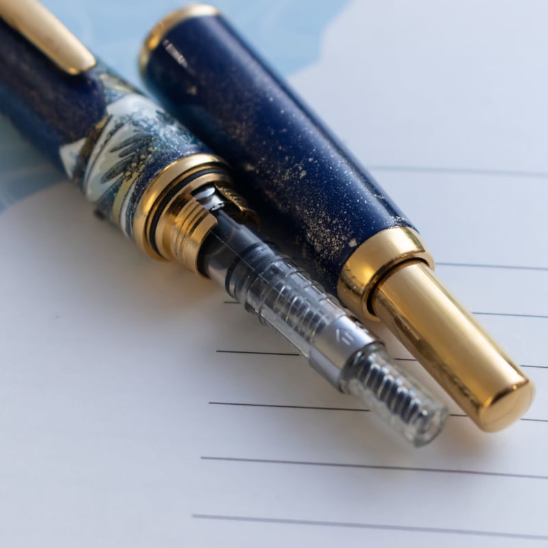 Custom Pilot Vanishing Point Capless Celestial Wave Fountain Pen 18K F Gold Nib