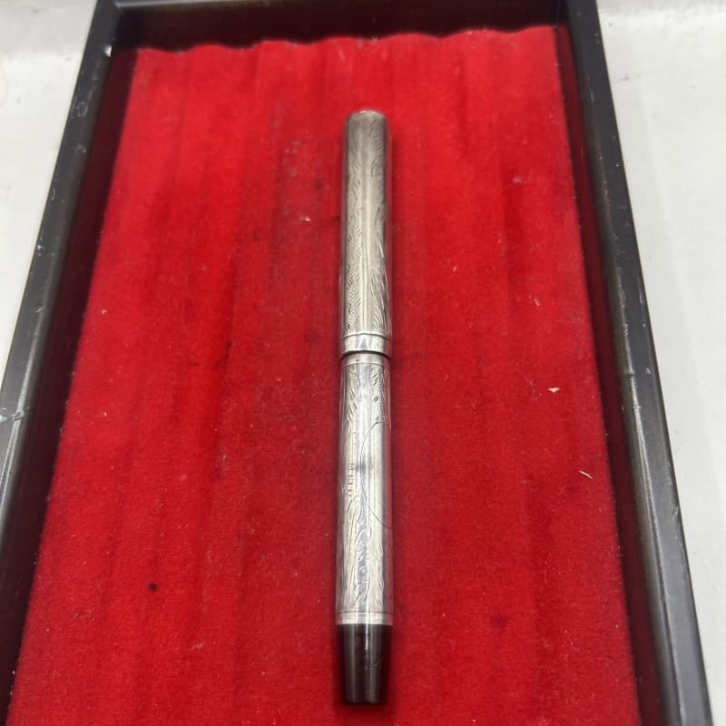 Eyedropper Fountain Pen London Silver Overlay 1919