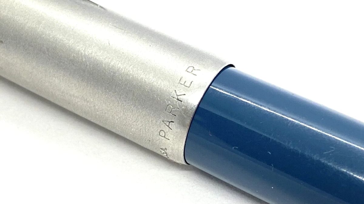 Vintage Parker VP Fountain Pen In Blue And Chrome 14K Medium NIB Made In USA