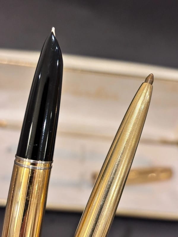 NOS Parker 51 Fountain Pen + Bp Set Insignia Gold Argentina (Bfp727)