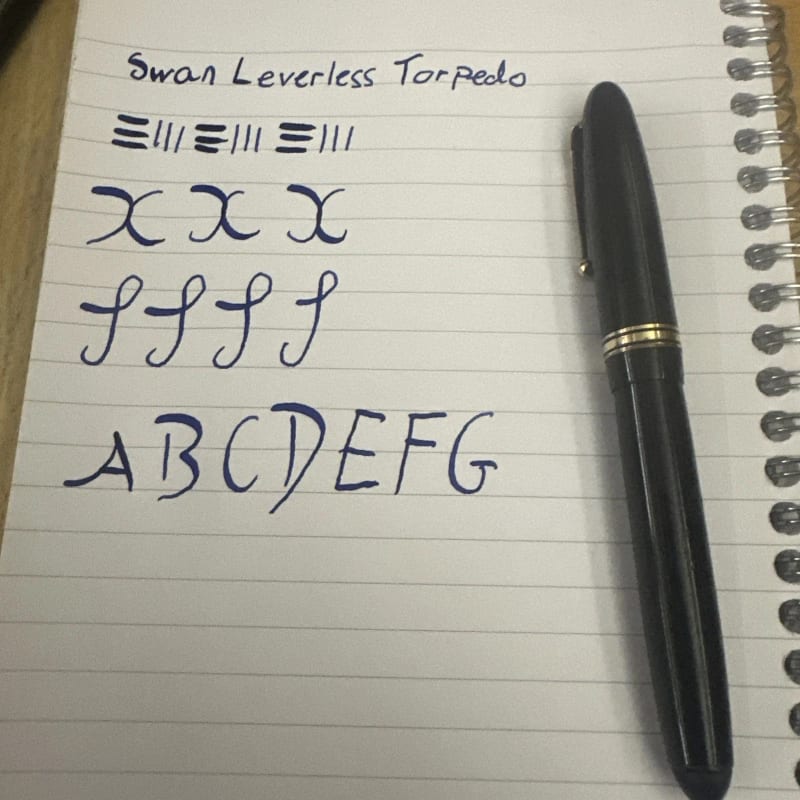 Swan Leverless 4220 Torpedo Cap, Fountain Pen, Black, Medium Nib With Flex