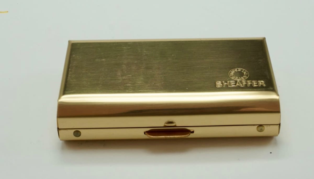 Sheaffer Targa Brass Fountain Pen Set including Pen Case and Cartridge Holder!